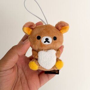 Rilakkuma (Brown) Plush Keychain San-X White heart 3"
